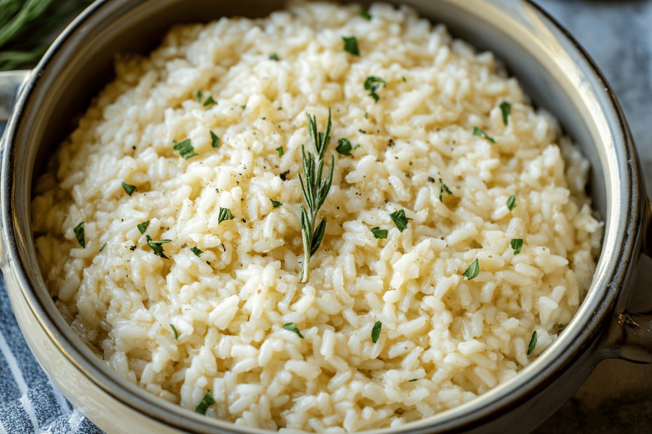 slow cooker garlic parmesan risotto dinner recipe photo
