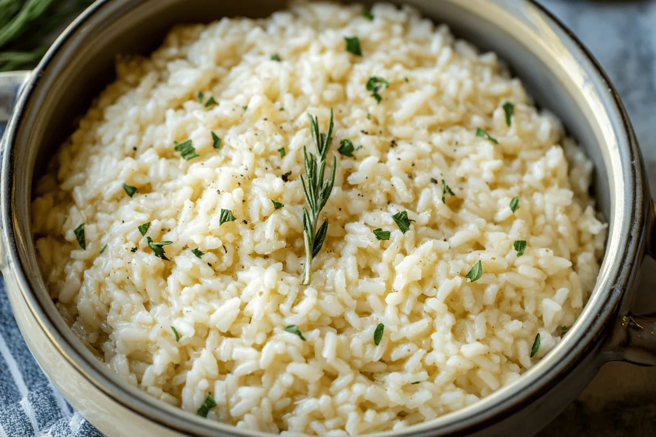 slow cooker garlic parmesan risotto dinner recipe photo