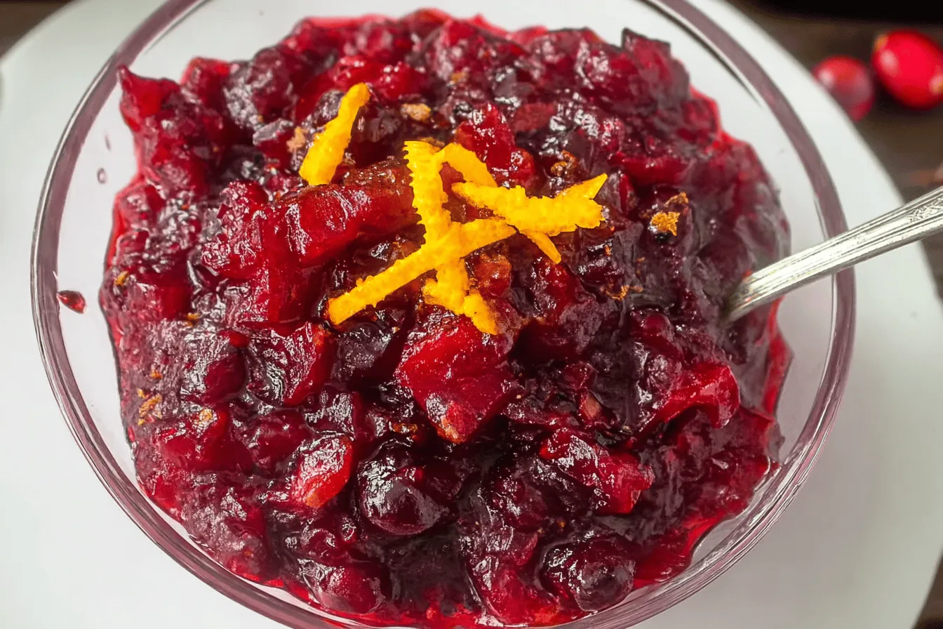 apple cider cranberry sauce side dish recipe photo