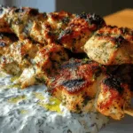 chicken souvlaki tzatziki sauce dinner recipe photo