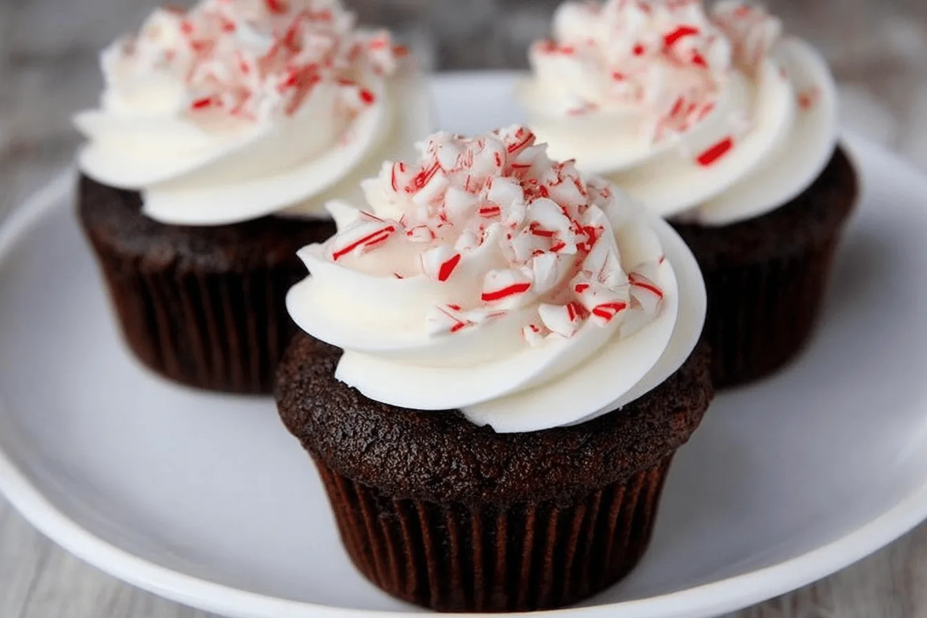 chocolate candy cane cupcake dessert recipe photo