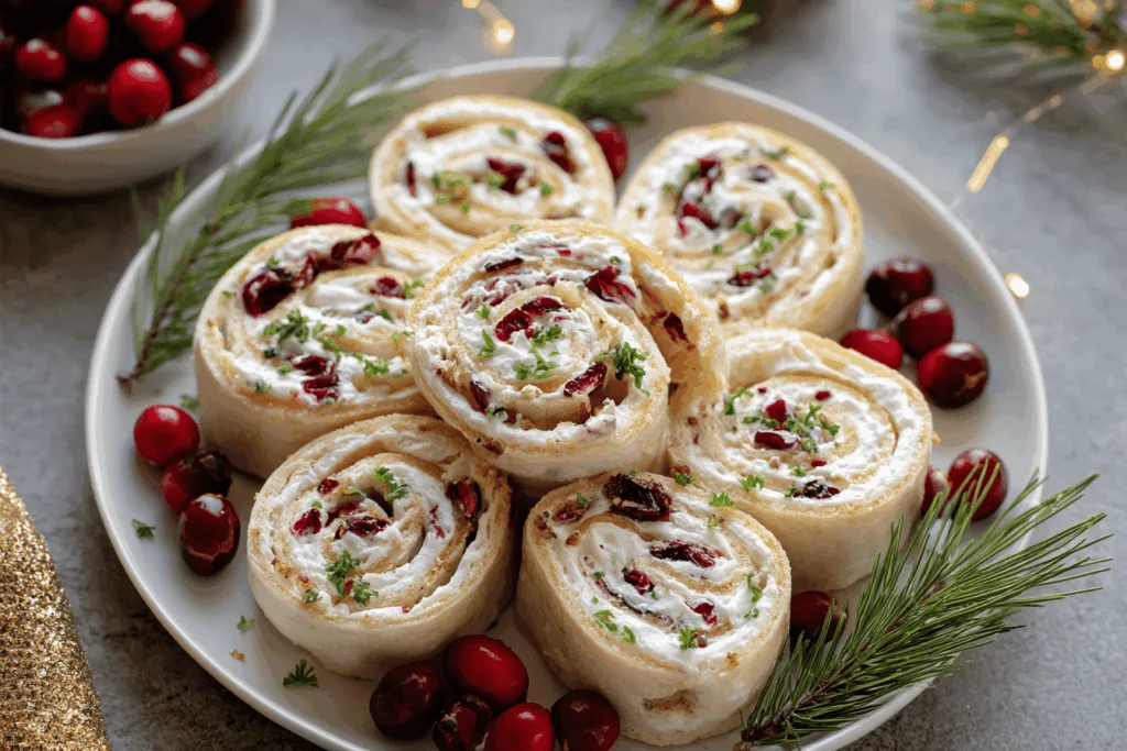 christmas cranberry roll ups appetizer recipe photo