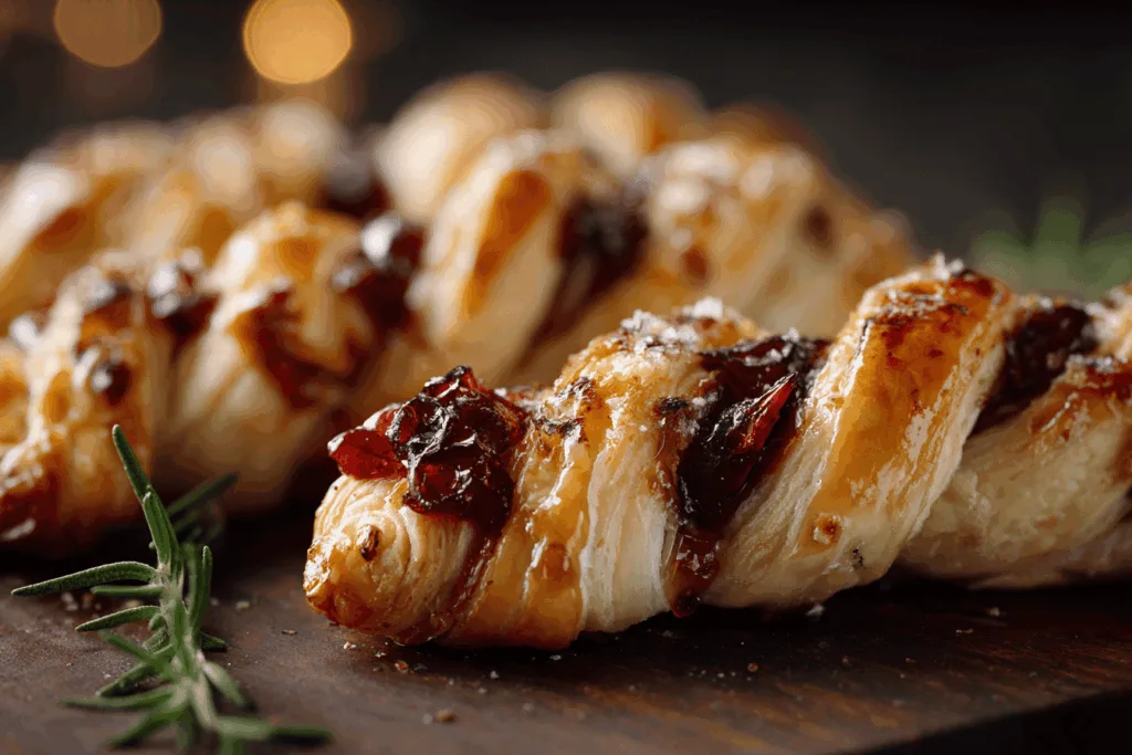 cranberry brie puff pastry twist appetizer recipe photo