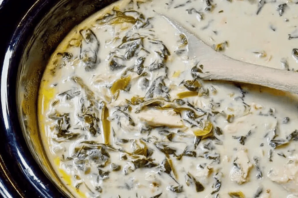 crock pot chicken spinach artichoke soup lunch recipe photo