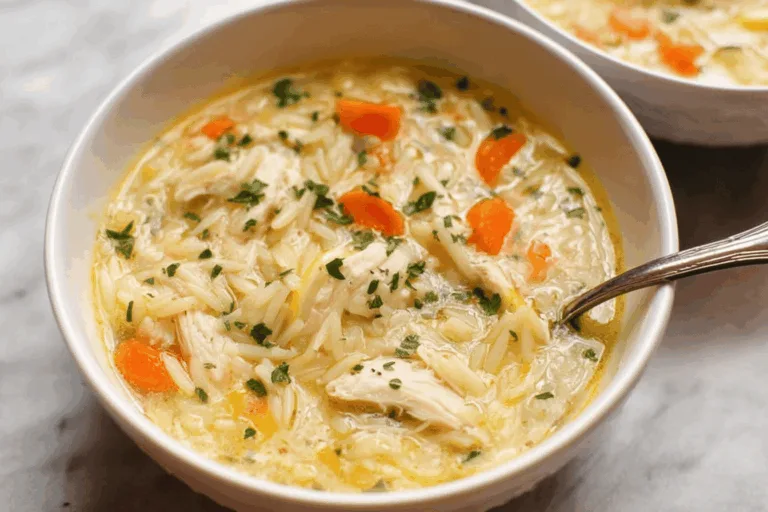 lemon chicken orzo soup dinner recipe photo