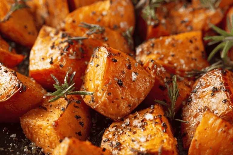 maple roasted sweet potatoes side dish recipe photo