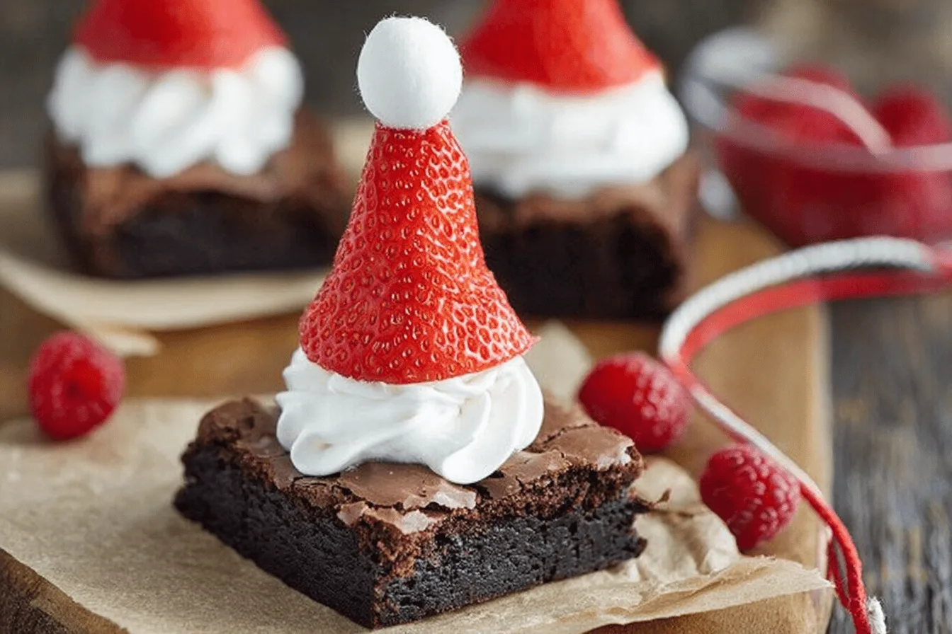 santa hat brownie dessert recipe photo