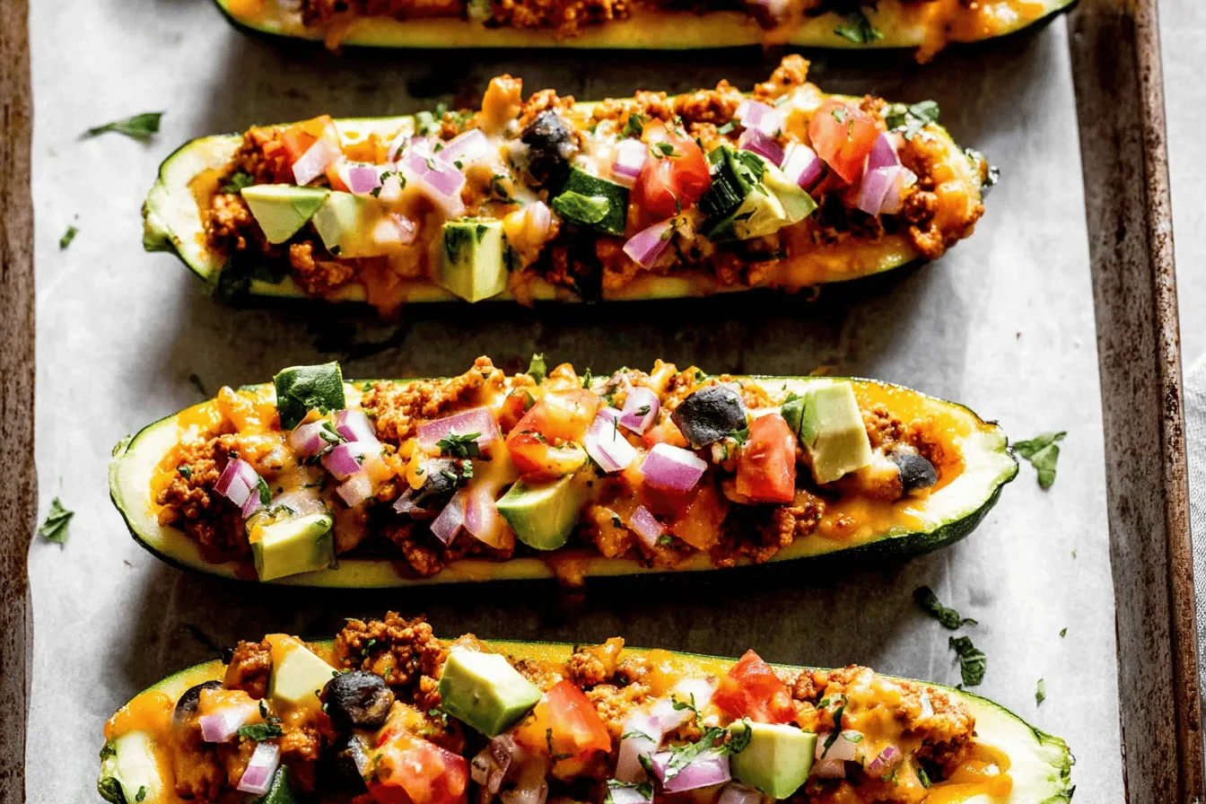 turkey taco stuffed zucchini dinner recipe photo