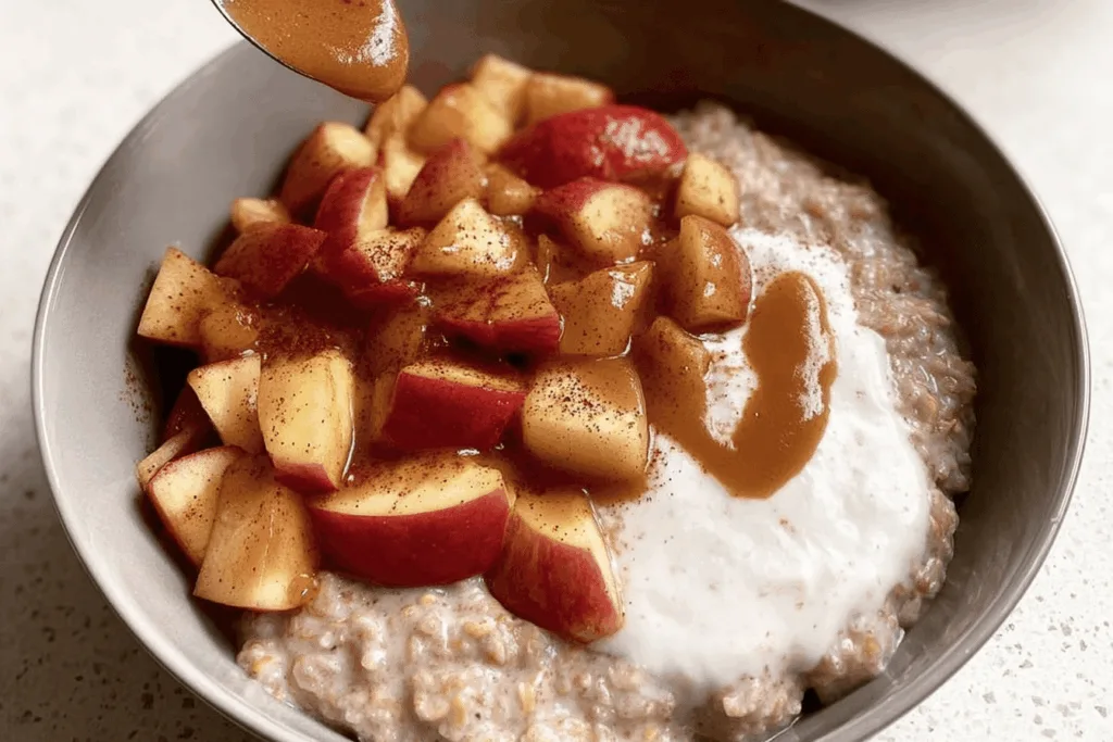 vanilla porridge brown sugar apples breakfast recipe photo