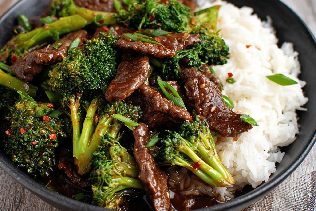 beef broccoli stir fry dinner recipe photo