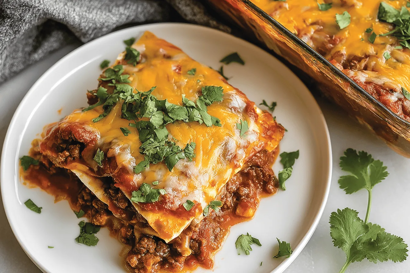 beef enchilada casserole dinner recipe photo