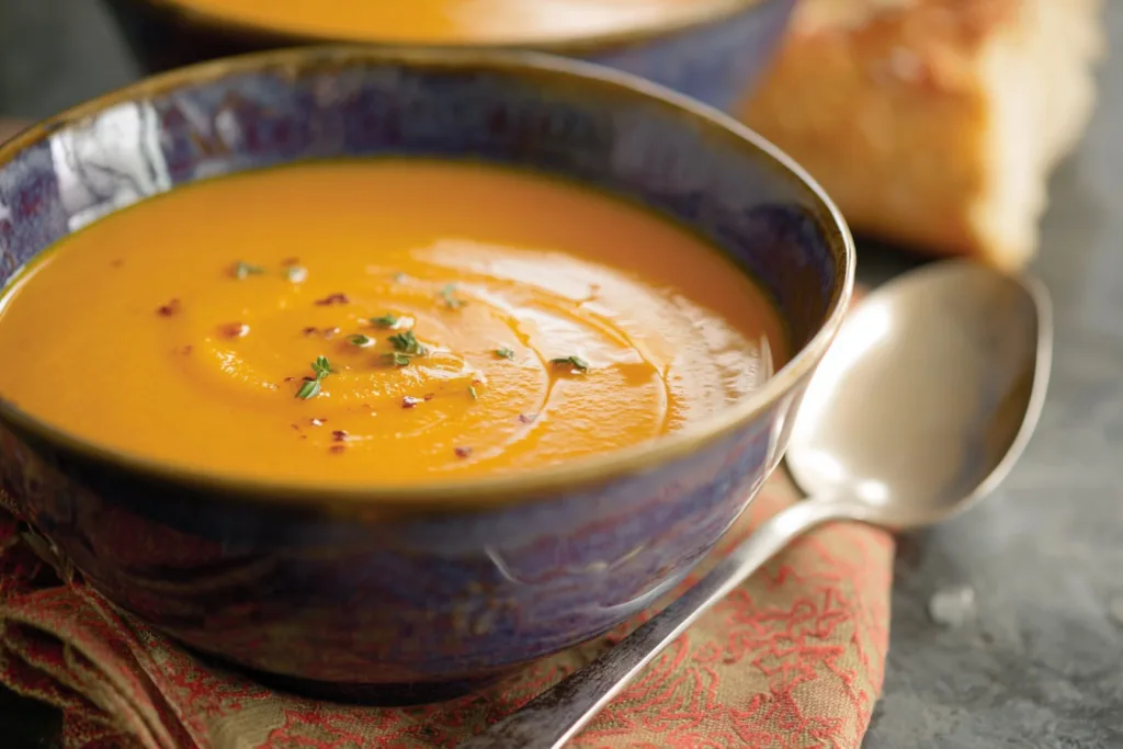 carrot sweet potato soup dinner recipe photo