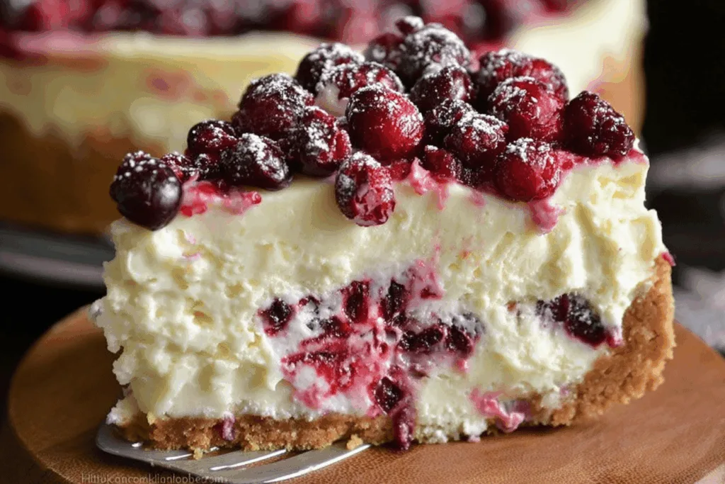 cranberry white chocolate cheesecake dessert recipe photo