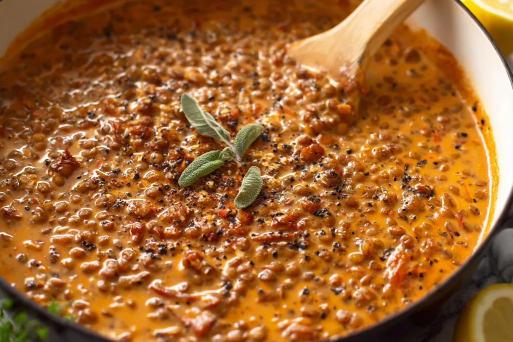 creamy marry me lentils dinner recipe photo