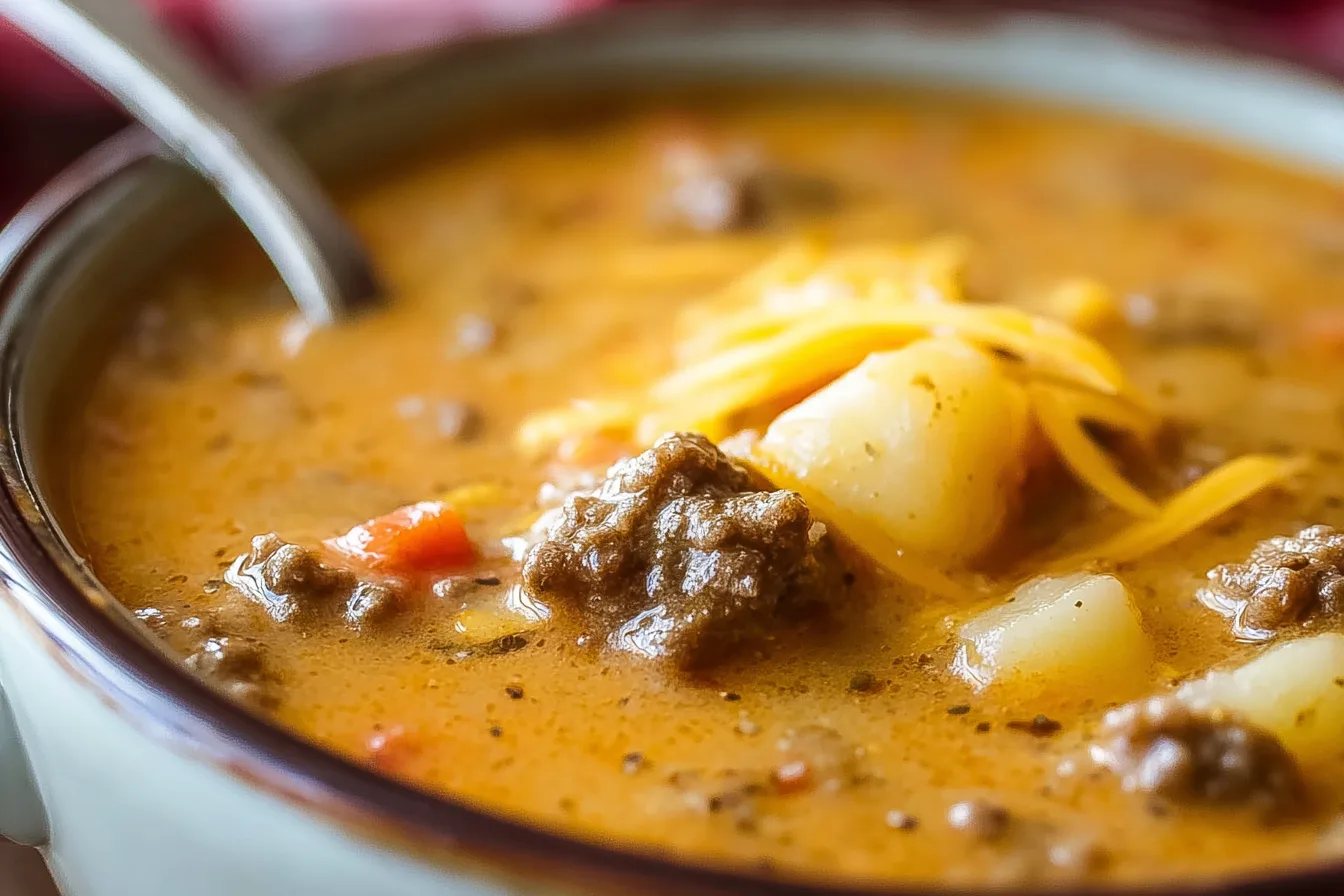 crockpot cheeseburger soup dinner recipe photo