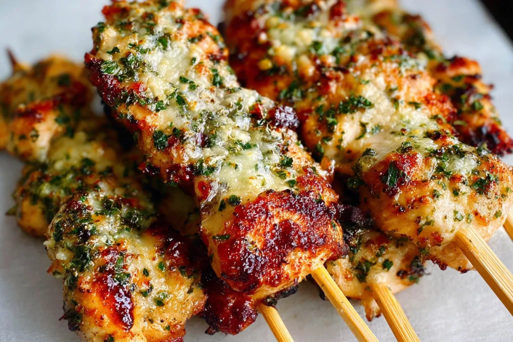 garlic parmesan chicken skewers dinner recipe photo