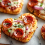 heart shaped mini pizza lunch recipe photo