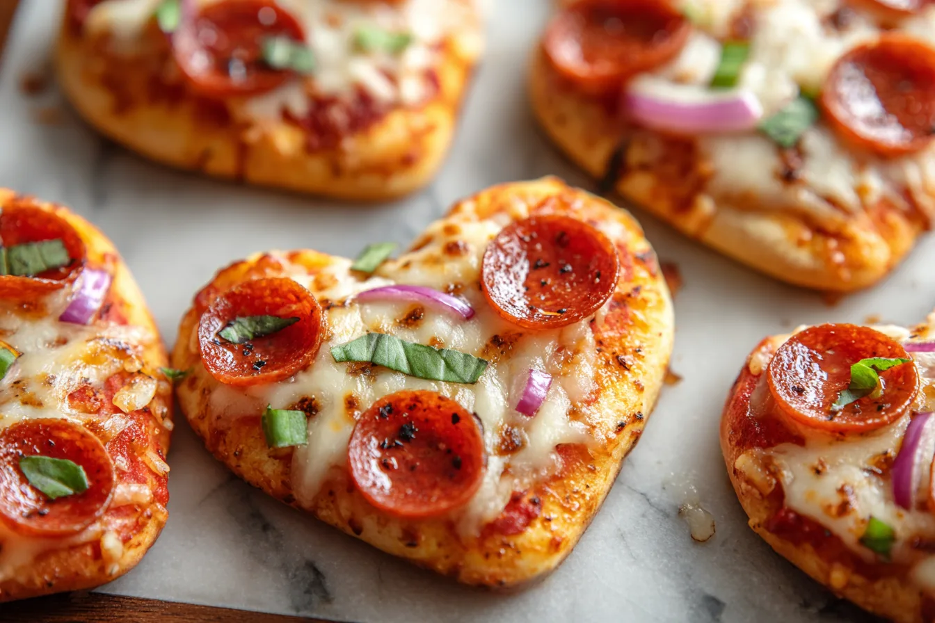 heart shaped mini pizza lunch recipe photo