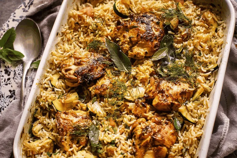 herb butter chicken zucchini rice pilaf dinner recipe photo