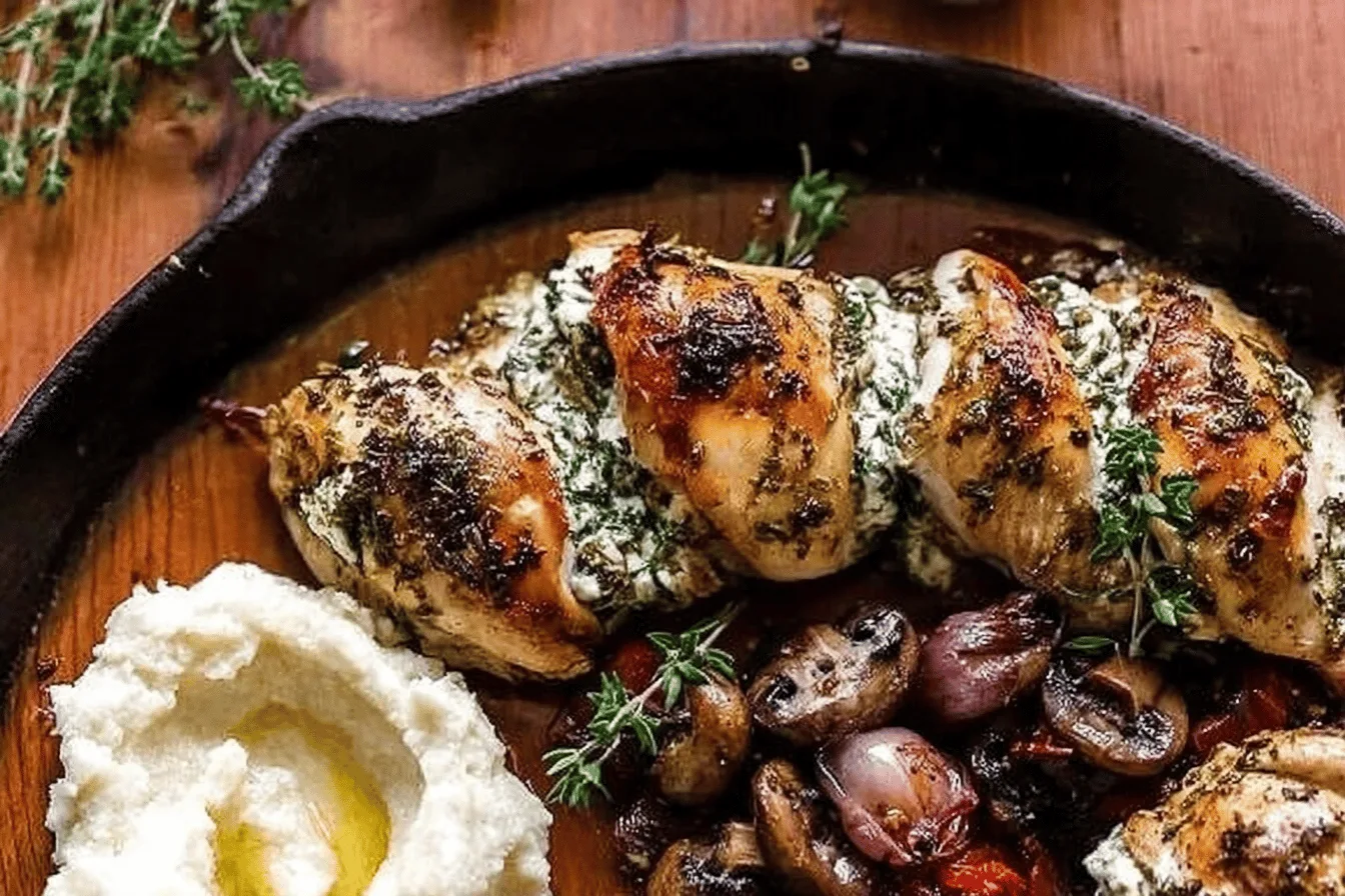 herbed ricotta stuffed chicken dinner recipe photo