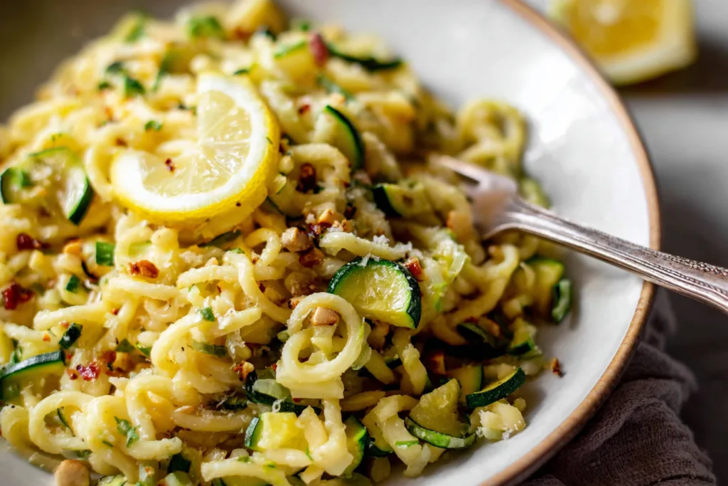 lemon zucchini pasta dinner recipe photo