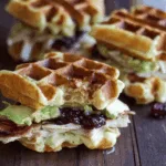 mashed potato waffle turkey avocado melt lunch recipe photo