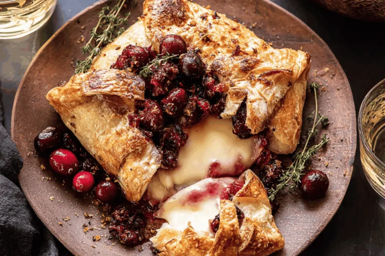 pastry wrapped cranberry baked brie appetizer recipe photo