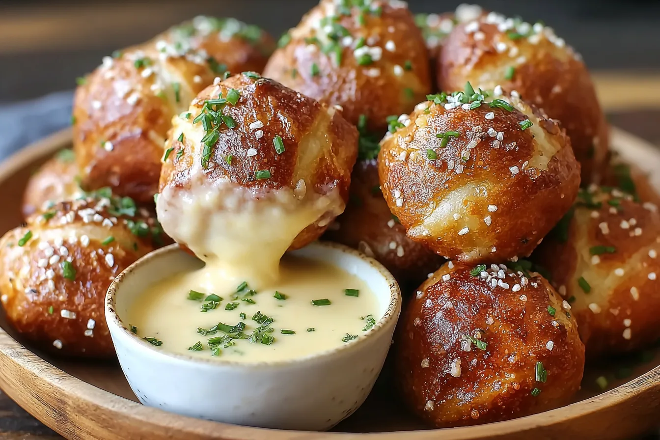 pretzel bites cheese sauce snack recipe photo