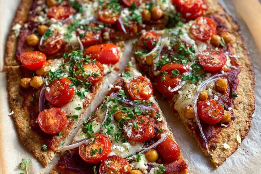 quinoa chickpea pizza dinner recipe photo