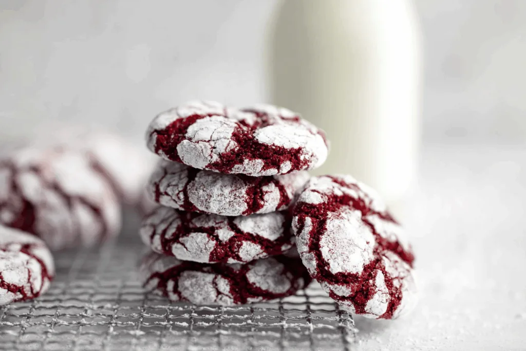 red velvet crinkle cookie dessert recipe photo