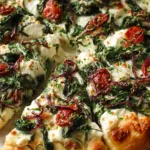 ricotta spinach tomato pizza dinner recipe photo