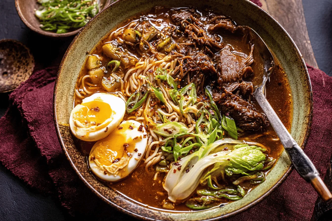 spicy miso braised beef ramen Dinner recipe photo