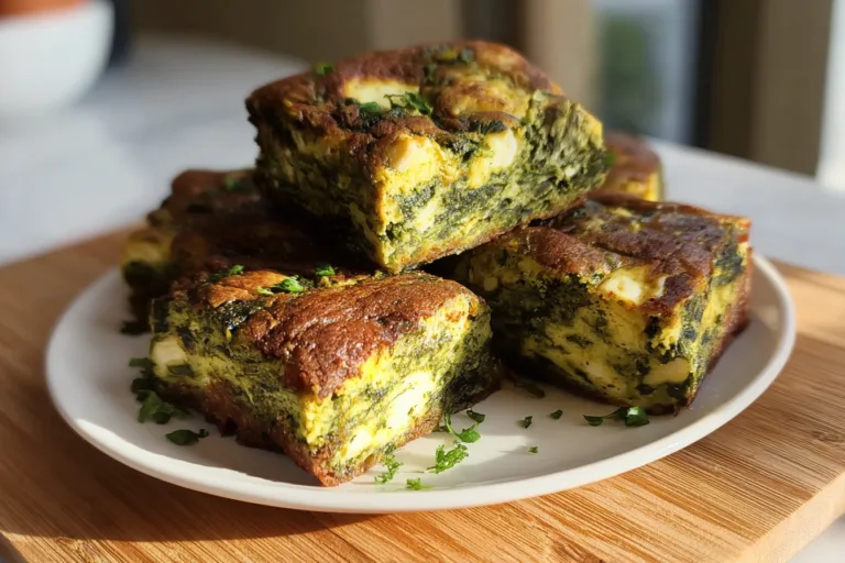 spinach egg cheese brownies breakfast recipe photo