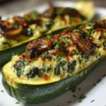 spinach mushroom ricotta stuffed zucchini dinner recipe photo