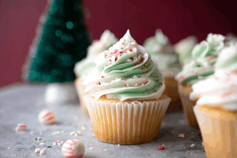 white chocolate peppermint cupcake dessert recipe photo