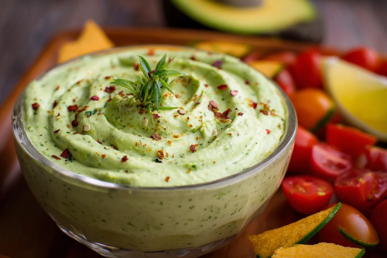 avocado green goddess dip snack recipe photo