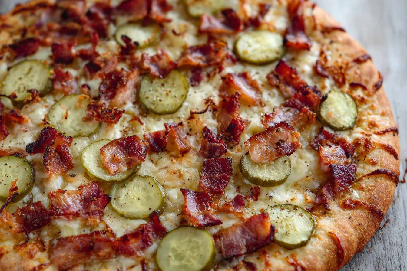 bacon pickle pizza dinner recipe photo