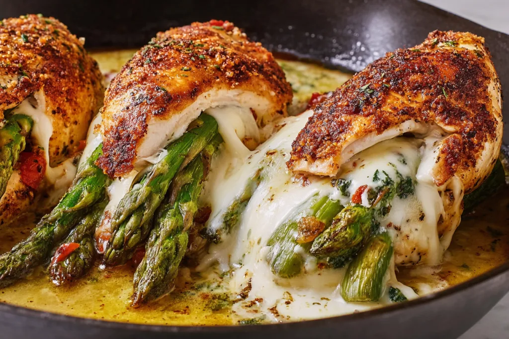 cheesy asparagus stuffed chicken dinner recipe photo
