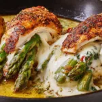 cheesy asparagus stuffed chicken dinner recipe photo
