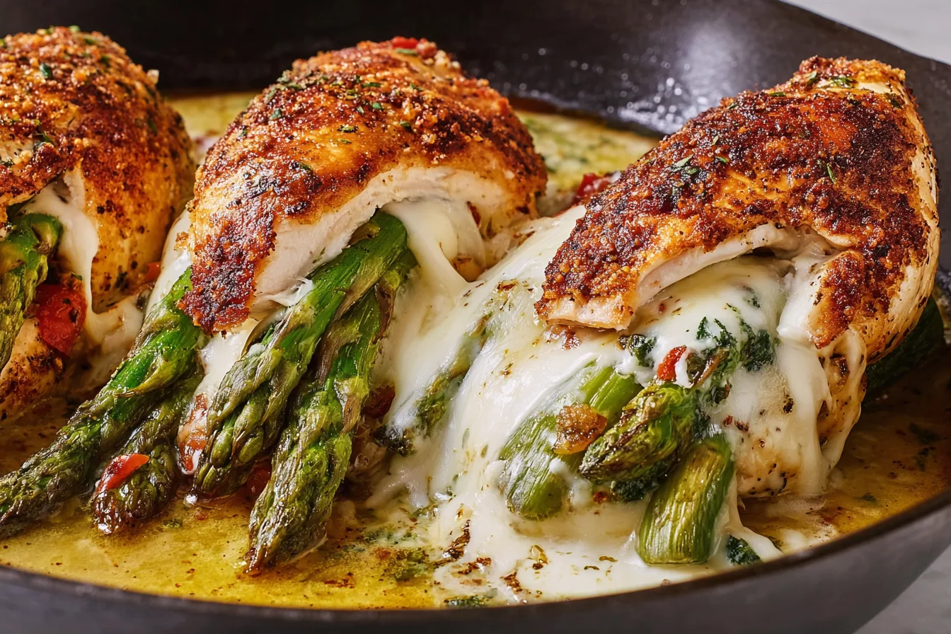 cheesy asparagus stuffed chicken dinner recipe photo