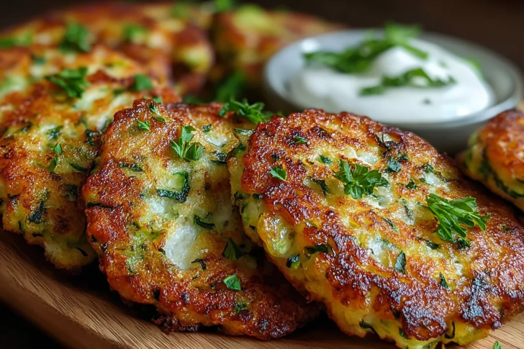 cheesy zucchini fritters dinner recipe photo