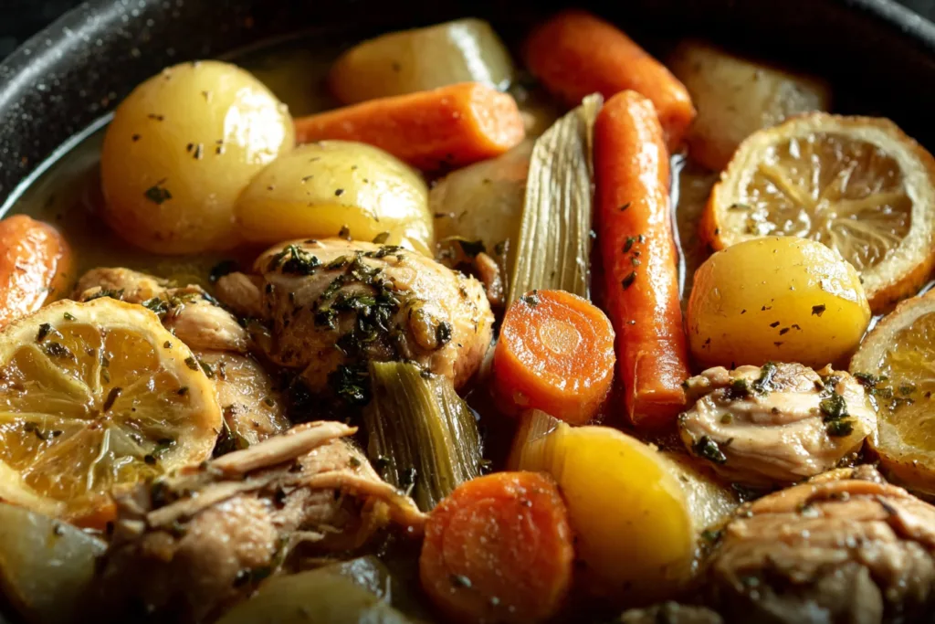 chicken stew citrus winter vegetables dinner recipe photo