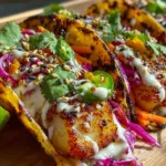 fish tacos sesame ginger sauce dinner recipe photo