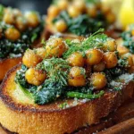 garlic butter chickpea spinach toast lunch recipe photo
