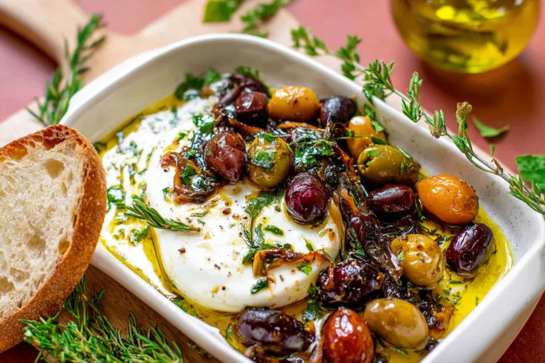 herb roasted olives burrata appetizer recipe photo