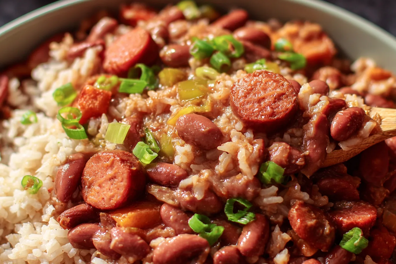 louisiana red beans rice dinner recipe photo