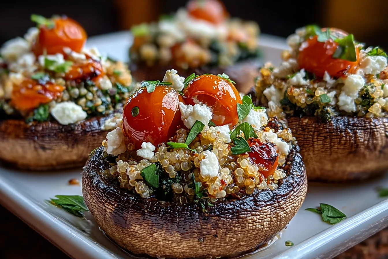 mediterranean stuffed portobello mushrooms dinner recipe photo