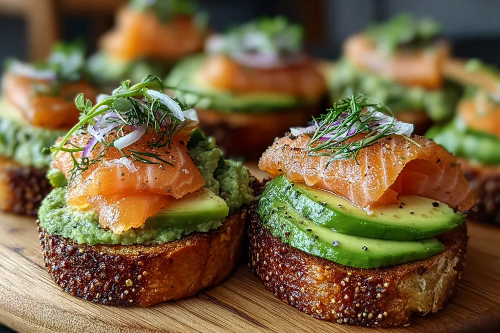 salmon avocado toast breakfast recipe photo
