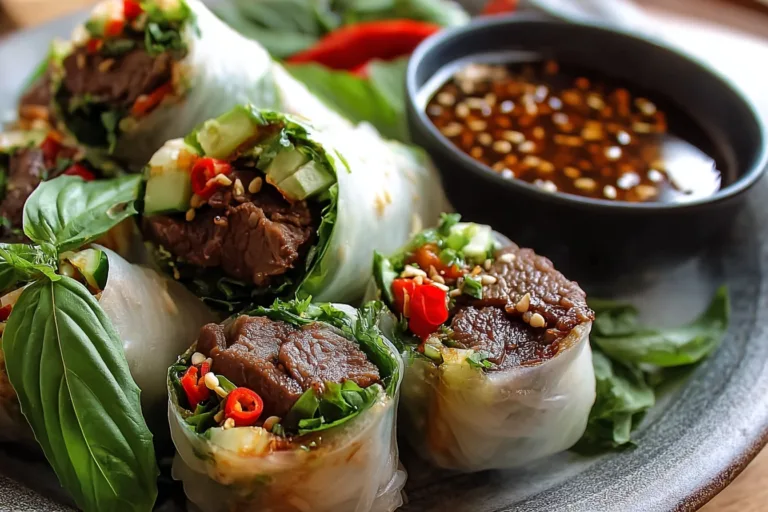 thai basil beef roll dinner recipe photo