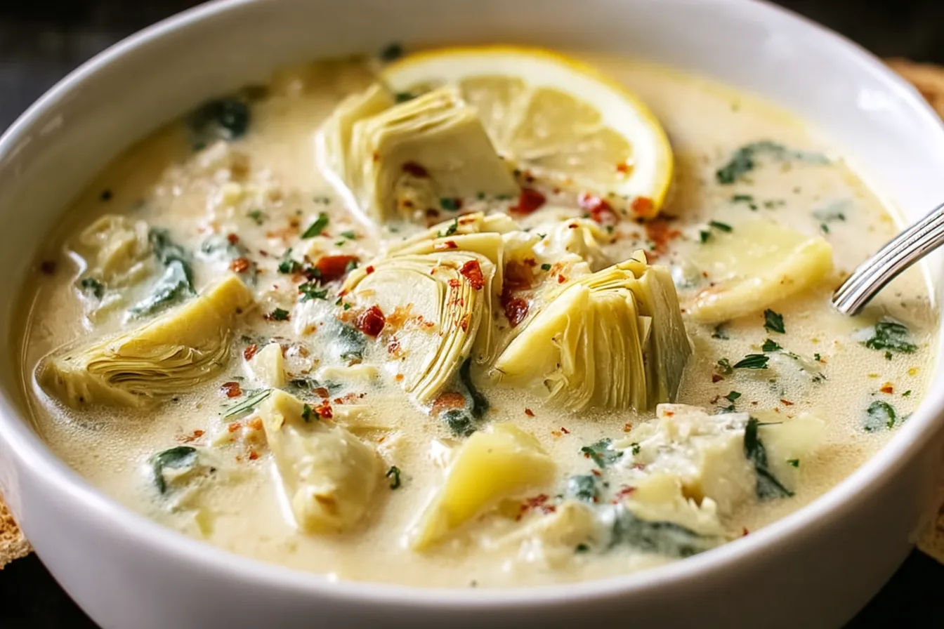 tuscan artichoke soup dinner recipe photo
